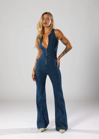 Ella™ | Jeansoverall med hjärtdetalj